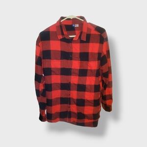 DIVIDE by H&M Black & Red Block Pattern Longsleeve Botton Down Shirt Mens SIZE M